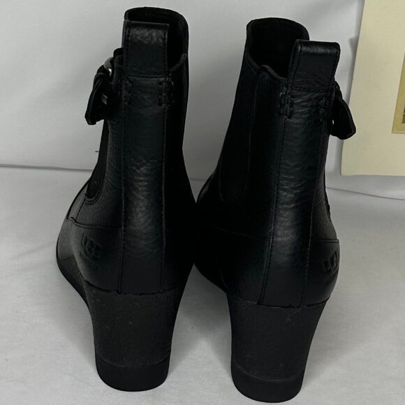 NW/B Ugg Arleta Wedge Waterproof Black Silver Buckle Boots Size 9.5 - Picture 3 of 12
